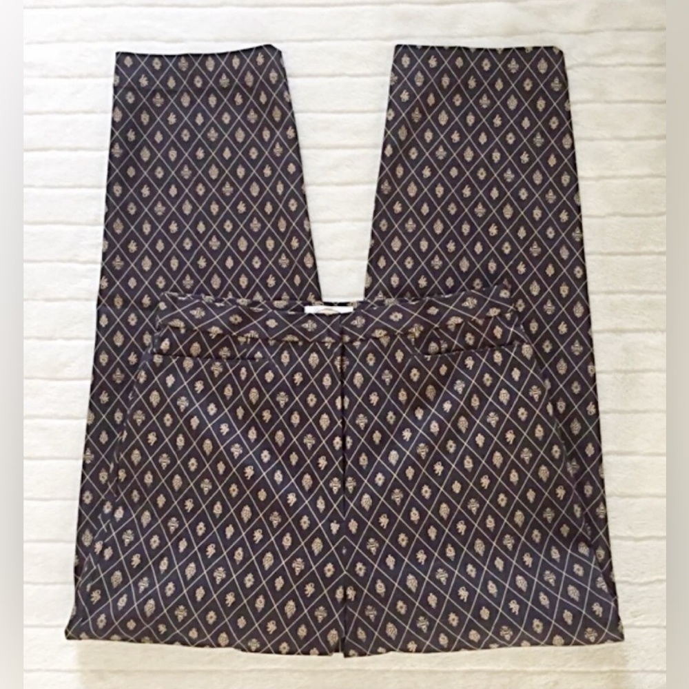 Talbots Black Pants with Tan Diamond Print - Picture 2 of 10